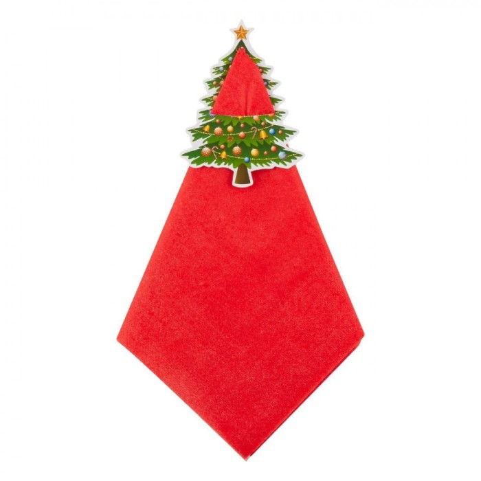 Șervețele de Masă Crăciun, Set 50 Bucăți, Roșu, 2 Straturi, 33x33cm, Husa Brad &Icirc;mpodobit