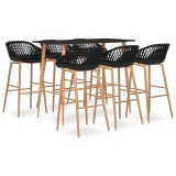 VidaXL Set mobilier de bar, 7 piese, negru