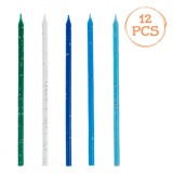 Set Lum&acirc;nări Petrecere, 12 Bucăți, Multicolor, Glitter, Parafină, Oem