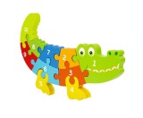 Puzzle din lemn in forma de crocodil, 10 piese, AK42, 3D