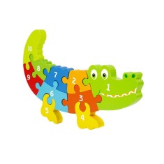 Puzzle din lemn in forma de crocodil, 10 piese, AK42