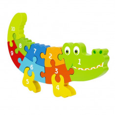 Puzzle din lemn in forma de crocodil, 10 piese, AK42