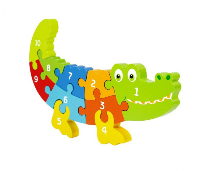 Puzzle din lemn in forma de crocodil, 10 piese, AK42