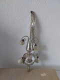 Varf de brad, vintage, sticla, Germania, 28cm, pt pom de Craciun, argintiu, model deosebit cu 4 clopotei laterali