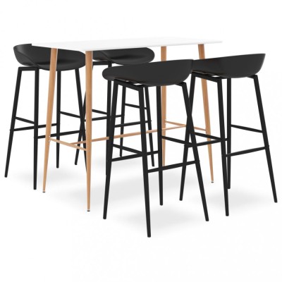 vidaXL Set mobilier de bar, 5 piese, alb și negru foto