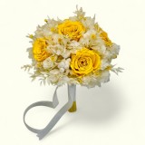 Buchet flori criogenate cu trandafiri, hortensie, plante stabilizate delicate, alb-galben, ideal pentru nunta sau cadou, Eventissimi&reg;