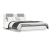 VidaXL Cadru de pat cu tăblie și lumini LED, alb, 150x200 cm