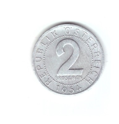 Moneda Austria 2 groschen 1954, stare buna, curata foto