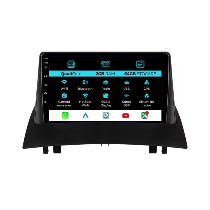 Navigatie Dedicata Renault Megane 2 (2002-2009), 9 Inch, 2Gb Ram, 64Gb stocare, Carplay