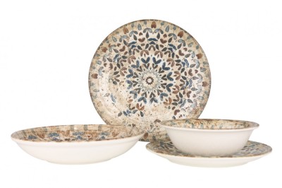 Rinart Set de vesela (Medium) - Aztec - 24 bucăți - 6 persoane - Porţelan foto