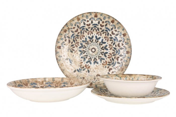 Rinart Set de vesela (Medium) - Aztec - 24 bucăți - 6 persoane - Porţelan