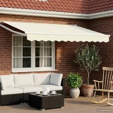 vidaXL Marchiză retractabilă manuală cu led-uri Crema și Alb 3 x 2,5 m 3419247