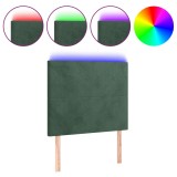 Cumpara ieftin Tablie de pat cu LED, verde inchis, 90x5x118/128 cm, catifea