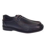 Pantofi casual barbati din piele naturala pe calapod lat - Bleumarin GKR11BL