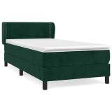Cumpara ieftin Pat box spring cu saltea, verde inchis, 80x200 cm, catifea