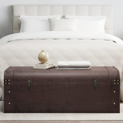 vidaXL Cufăr de comori cu zăvoare maro &amp;icirc;nchis 110x50x39,5 cm placaj 4010550 foto