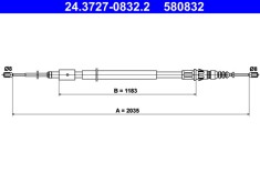 ATE 24.3727-0832.2 Cablu, frana de parcare