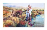Cumpara ieftin Tablou pictat manual living, dormitor, Cu gandul la tine, 100x60cm ulei pe panza, Mircea Iordache
