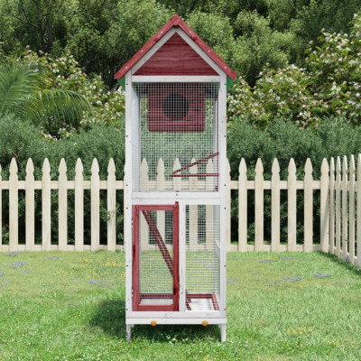vidaXL Cușcă de păsări cafeniu 60x58,5x160 cm lemn masiv pin foto