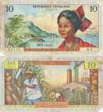 1964, 10 francs (P-8a) - Antilele Franceze!