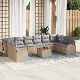 vidaXL Set de canapea de grădină 11 pcs Bej, gri deschis Mari