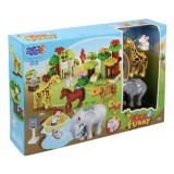 Set cuburi constructie, cu 51 de piese, gradina Zoo, multicolor, 53x9x35 cm
