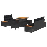 vidaXL Set de canapele pentru grădină cu pernă cu pernă 8 pcs Negru 3364804