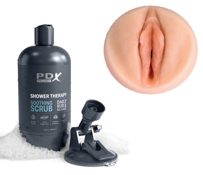 Masturbator Shower Therapy Soothing Scrub, Fanta Flesh, Natural, 20.7 cm