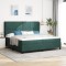 vidaXL Pat box spring cu saltea, verde inchis, 200x200 cm, catifea
