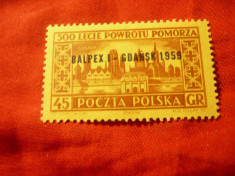 Serie 1 valoare Polonia 1959 -Ziua Timbrului Balpex I Dazig cu supratipar Gdansk foto