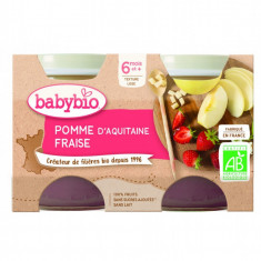 Piure de mere, capsuni si afine Bio, 2 x 130g, BabyBio