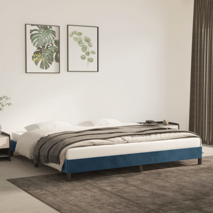 vidaXL Cadru de pat, albastru &icirc;nchis, 200x200 cm, catifea