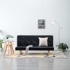 vidaXL Canapea extensibila, piele artificiala, negru foto