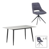Cumpara ieftin Set masa si scaune 5 piese Gustas-Luciano I Gri 120x60x75 cm