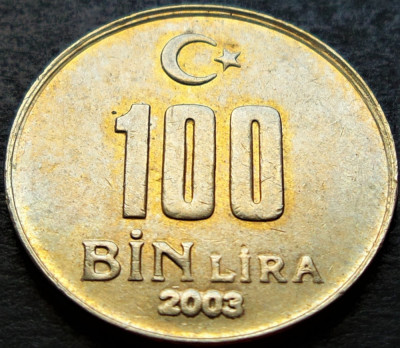 Moneda 100 LIRE - TURCIA, anul 2003 * cod 2624 A foto