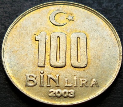 Moneda 100 LIRE - TURCIA, anul 2003 * cod 2624 A foto