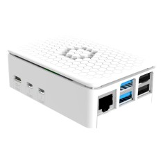Carcasa profesionala pentru Raspberry Pi 5, ABS, cu buton Power integrat, alba