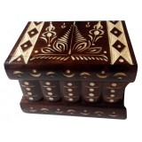 Cutie puzzle cu cheie ascunsa mic pentru bijuterie decoratiune maro