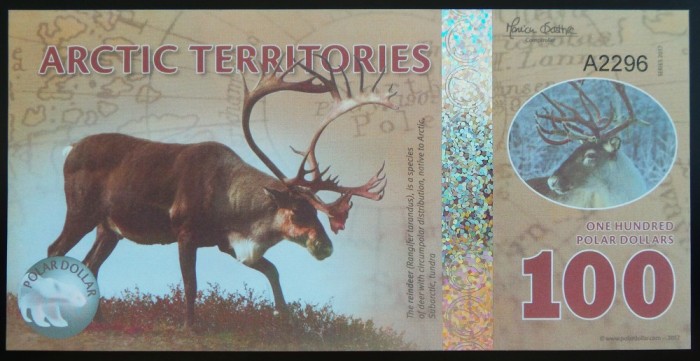 Bancnota - Fantezie 100 DOLARI POLARI - TERITORIILE ARCTICE, ND * Cod 748 A = UNC