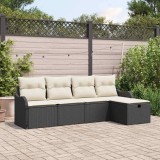 Cumpara ieftin Set de canapele de grădină cu 5 piese și perne, negru, din rattan