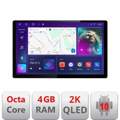 Navigatie Nissan Leaf 2018-2024 Qled 2K Octa Core 4+64 LTE 4G DSP Wifi 5Ghz android auto carplay radio gps internet kit-leaf+EDT-E413-2K CarStore Tech