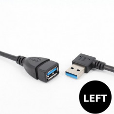 Adaptor cablu prelungitor USB 3.0 Tata-Mama la 90 de grade 20 cm Tip Stanga foto