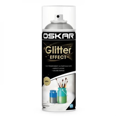 Spray vopsea Oskar Glitter Effect &amp;ndash; Auriu lucios pentru interior și exterior 400 ml foto