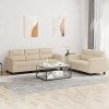 VidaXL Set de canapele cu perne, 2 piese, crem, microfibră