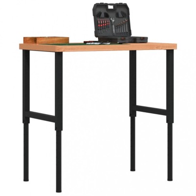 vidaXL Banc de lucru 100x60x(73-99,5) cm lemn masiv fag dreptunghiular foto
