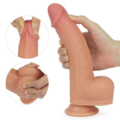 Vibrator Realistic Din Silicon Dublu-Stratificat Rotating Nature Cock Anthony, Natural, 21.5 cm foto