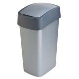 Cos gunoi Curver 186181, plastic, forma dreptunghiulara, gri, cu capac batant, 45 L