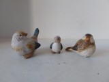 Lot 3 pasari - figurine ceramice, hand-made, lucrate manual