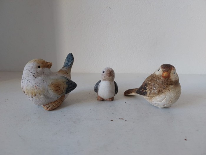 Lot 3 pasari - figurine ceramice, hand-made, lucrate manual