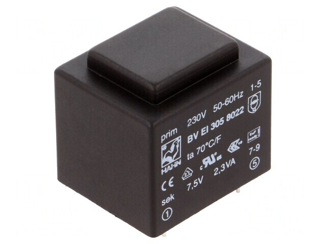Transformator &Icirc;ncapsulat 2,3VA 230V 7,5V 307mA PCB